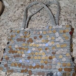 Silver and Gold Sequin Tote Bag